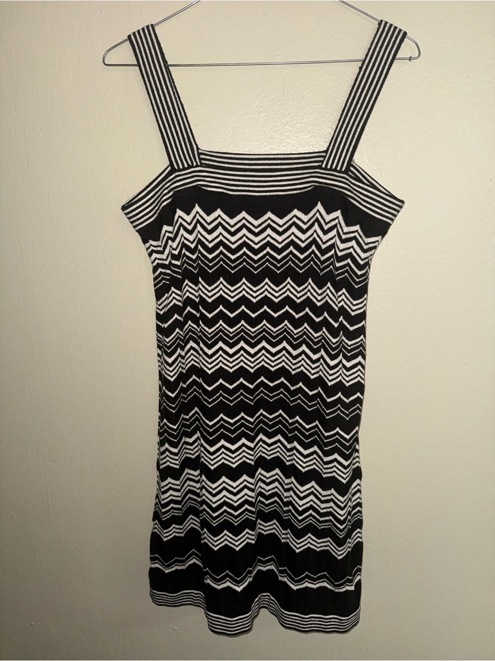 Missoni Black and White Chevron Knit Midi Dress